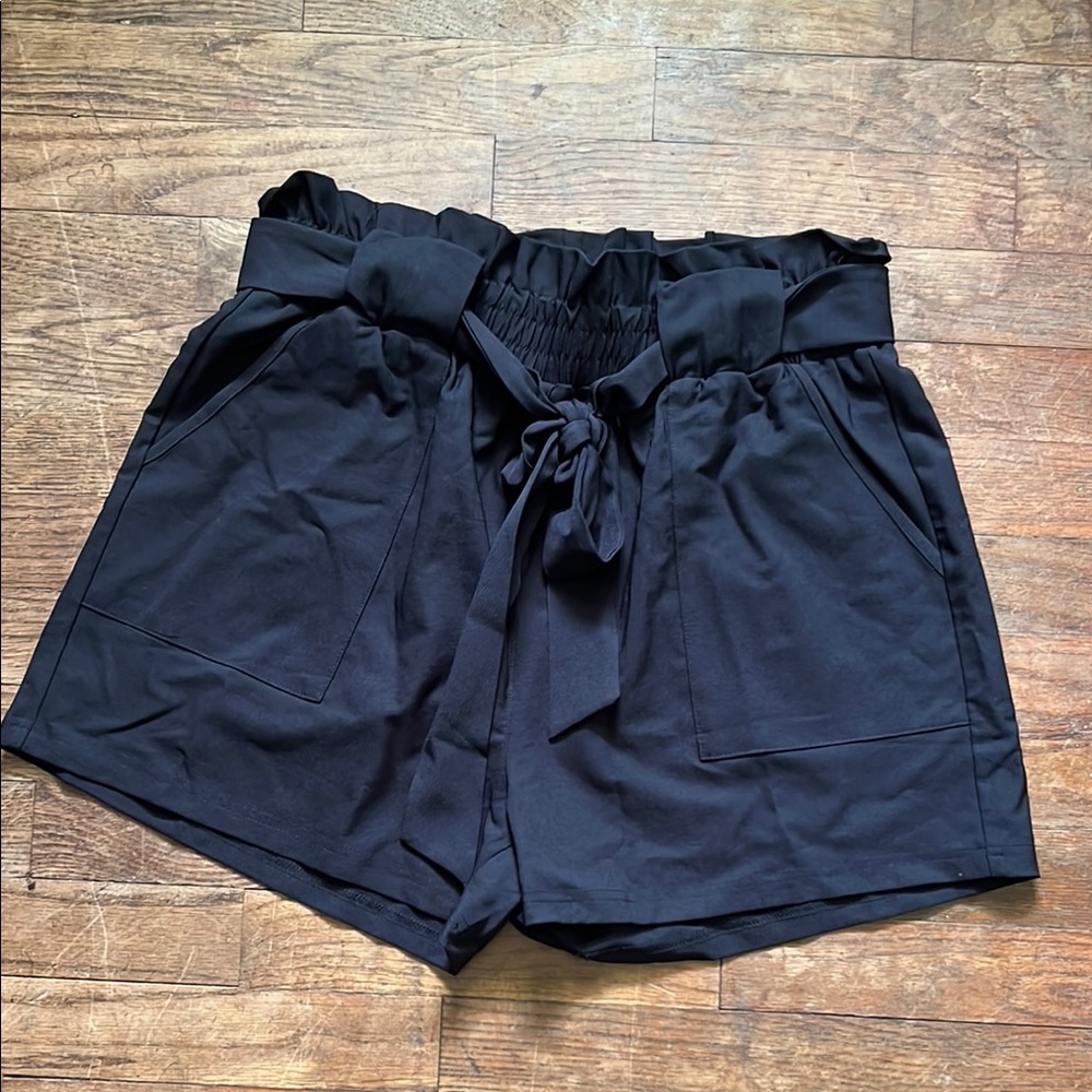 Black Women's Shorts with Tie Waist